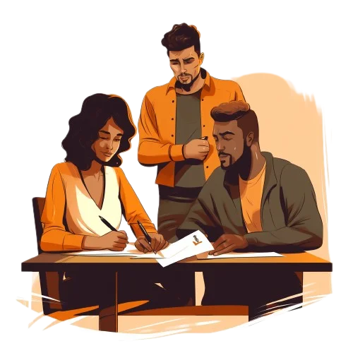 fiction editing team collaborating on manuscript revisions