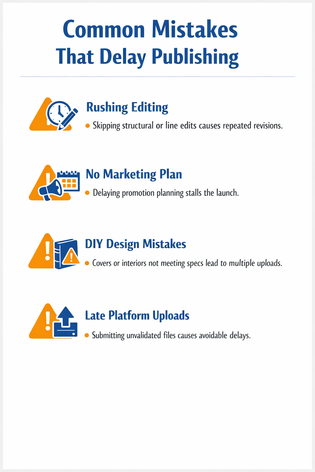 common mistakes that delay publishing