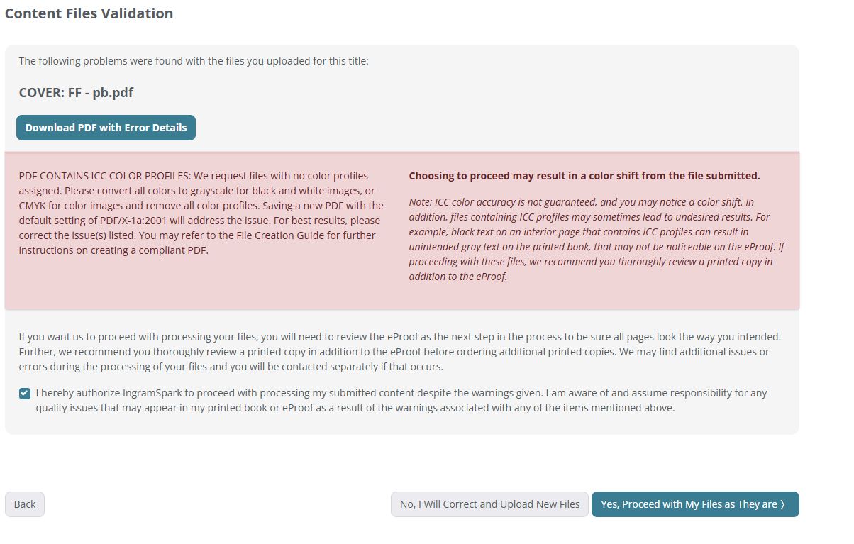 content files validation