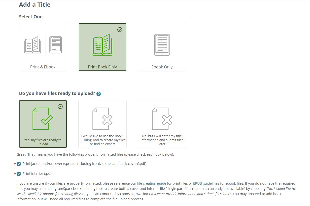 publishing on ingram first step